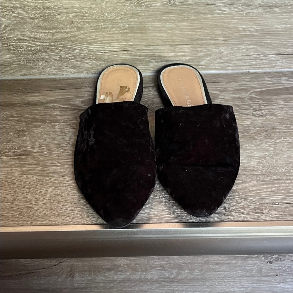 Rampage Black Velvet Mules